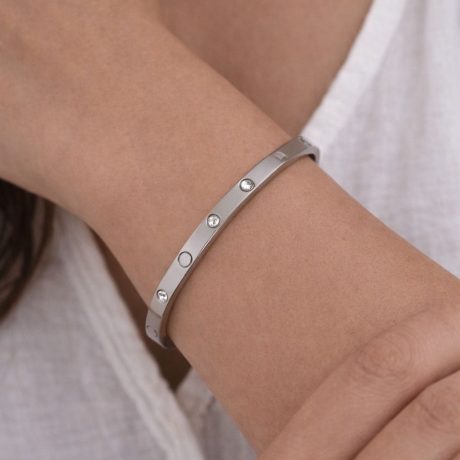 Capri Crystal Bangle - Silver