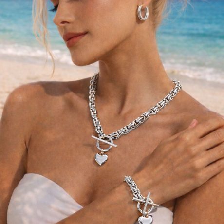 Amara Heart Jewellery Set - Silver