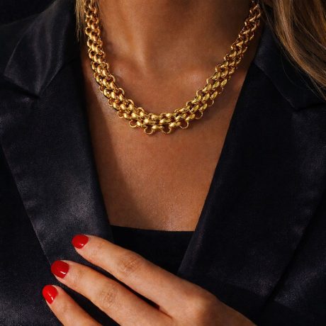 Ruby Blue London Power Link Necklace - Gold
