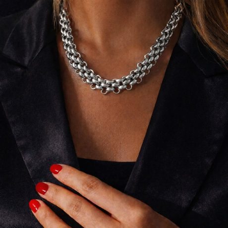 Ruby Blue London Power Link Necklace - Silver